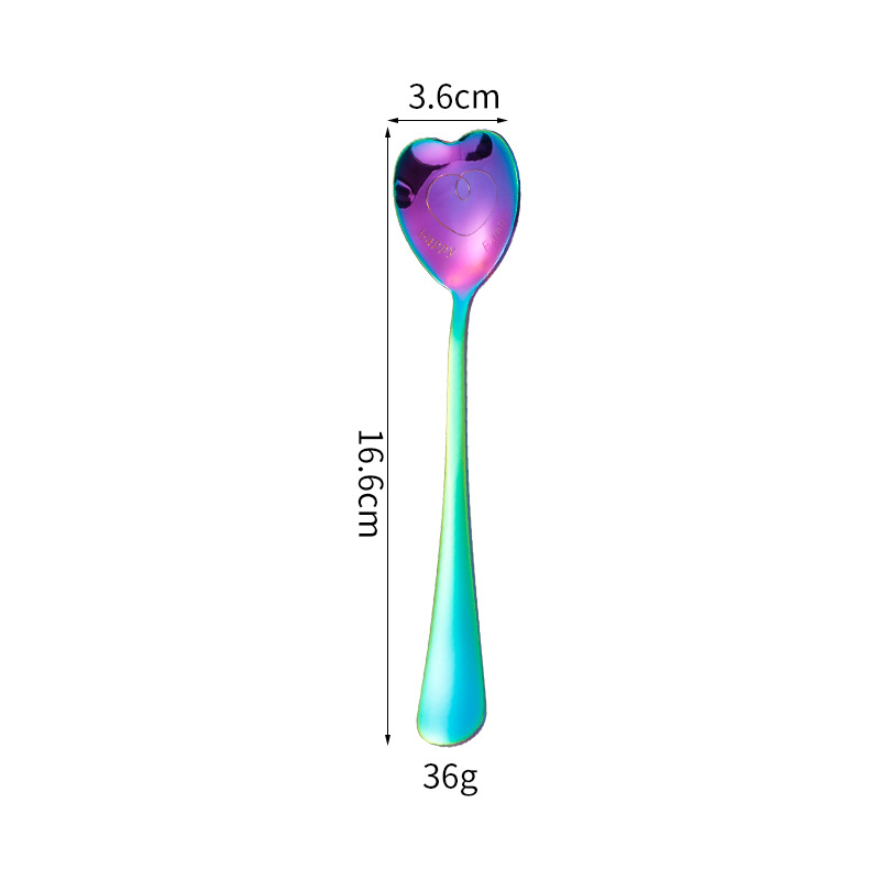 Stainless Steel Heart Shaped Spoons Kitchen Long Handle Coffee Scoops Wedding Guest Gift Milk Mixing Spoon Household Tableware