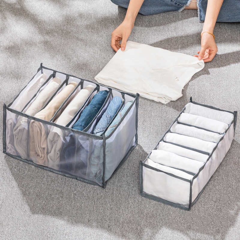 2024不織布服の収納ボックスジーンズ下着コンパートメント化された収納ボックスクローゼット引き出しメッシュコンパートメントバッグ洗える