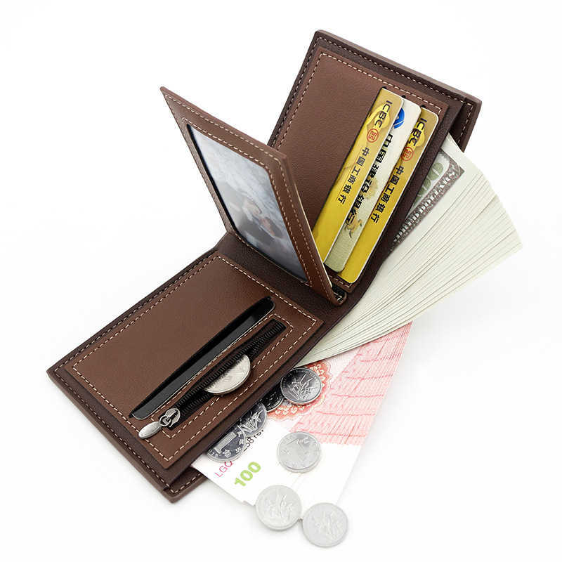 Luxury Brand Mini designer Wallet Korean Version Men's Short Frosted Hinge with Large Capacity Change Bag Multiple Card Slots mans wallets genuine leather