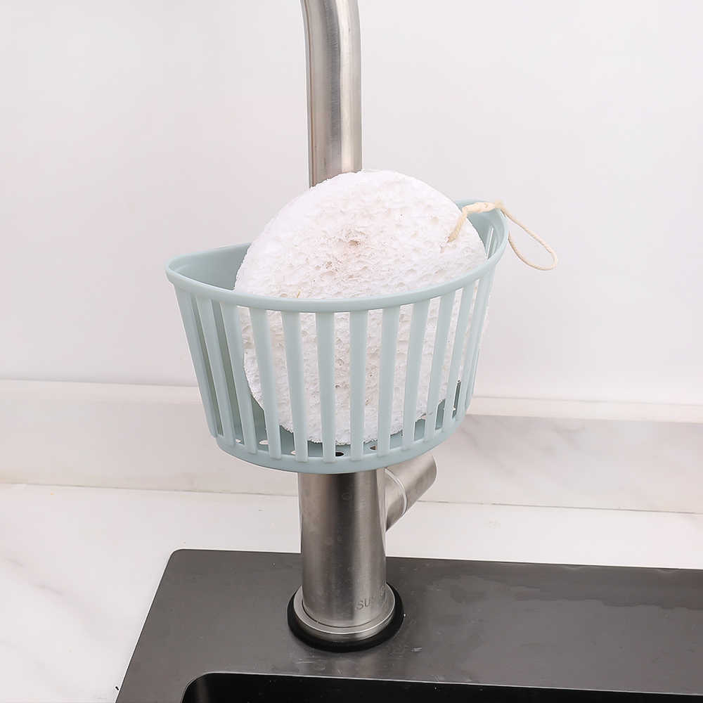 Ny plastisk kök diskbask korg stansfri hängande dränering rack kran hållare kök borste svamp tvål lagringshållare dräneringshylla