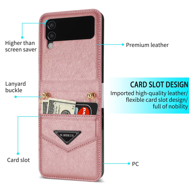 جراب واقٍ للهاتف من الجلد قابل للطي قابل للطي ، جراب هاتف مفتوح لأعلى ولأسفل مع Baldric لهاتف Samsung Z-Flip4 Flip3 Flip 5