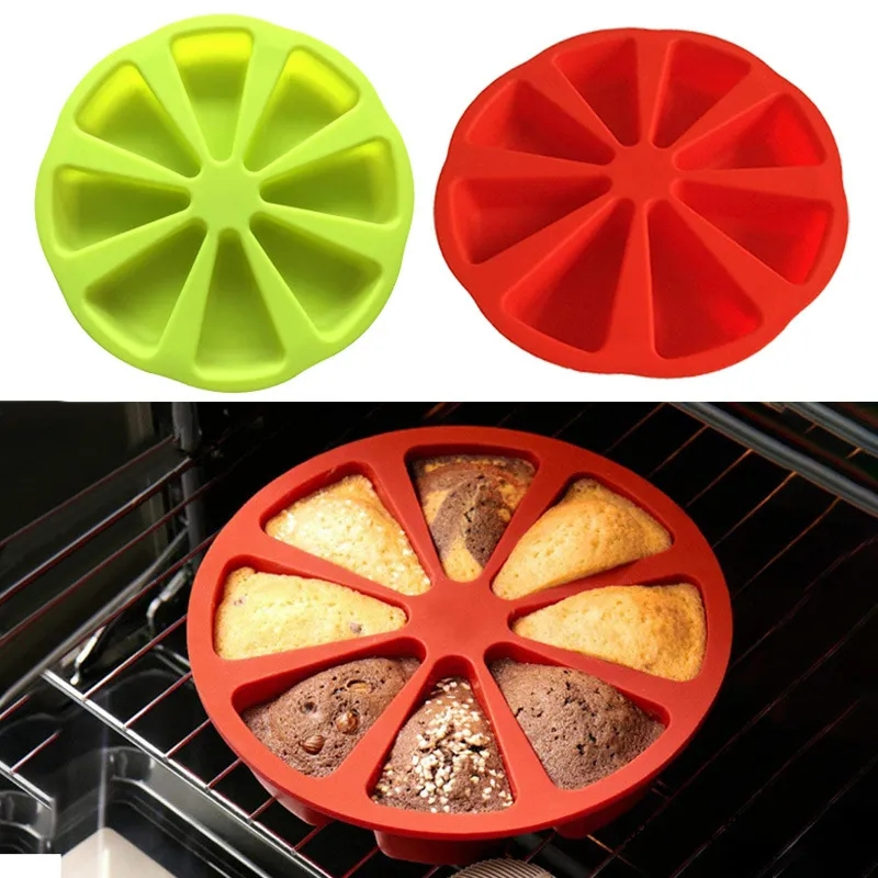 Moldes de bolo de fondant de silicone com 8 grades duráveis cozinha prato de pizza assadeira molde de comida para forno microondas panelas de pastelaria ferramentas