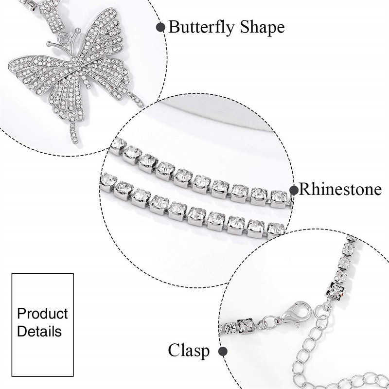 Butterfly Pendant 925 Silver Necklace For Men And Women Hip Hop Fashion Accessories Shining Street Personality Full Diamond Necklace