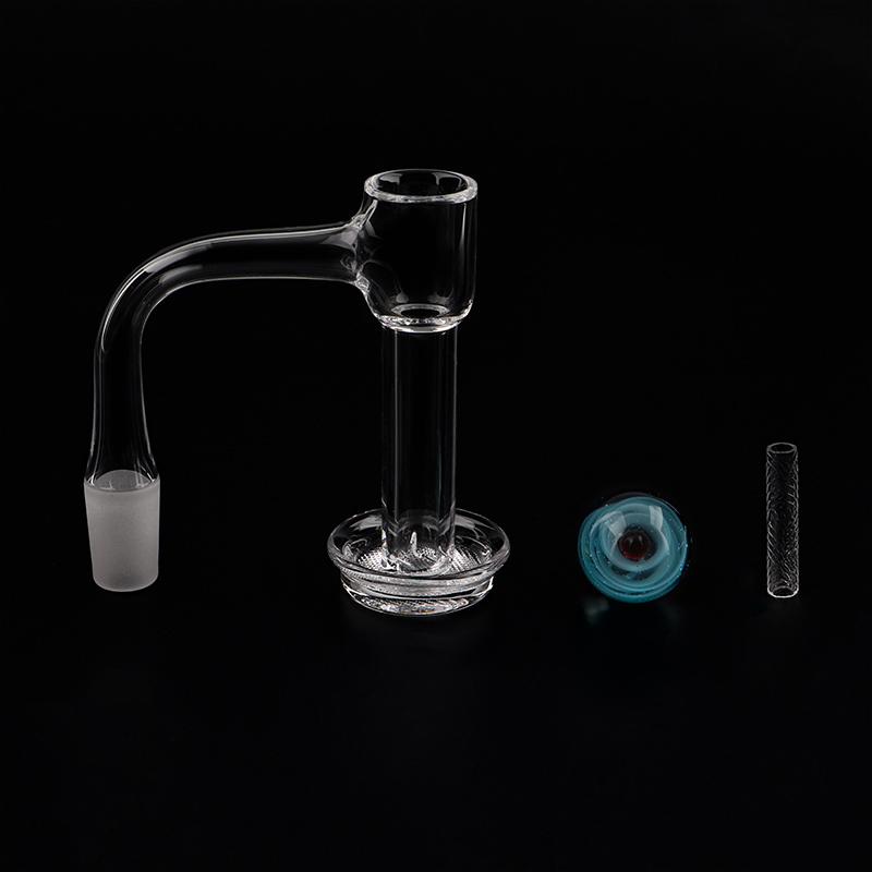 Accessori fumatori con bordi smussati a saldatura completa Banger al quarzo Terp Slurper con fondo a griglia trasparente Tappo in vetro sabbiatura cava con tappo in vetro pipe ad acqua Dab Rigs