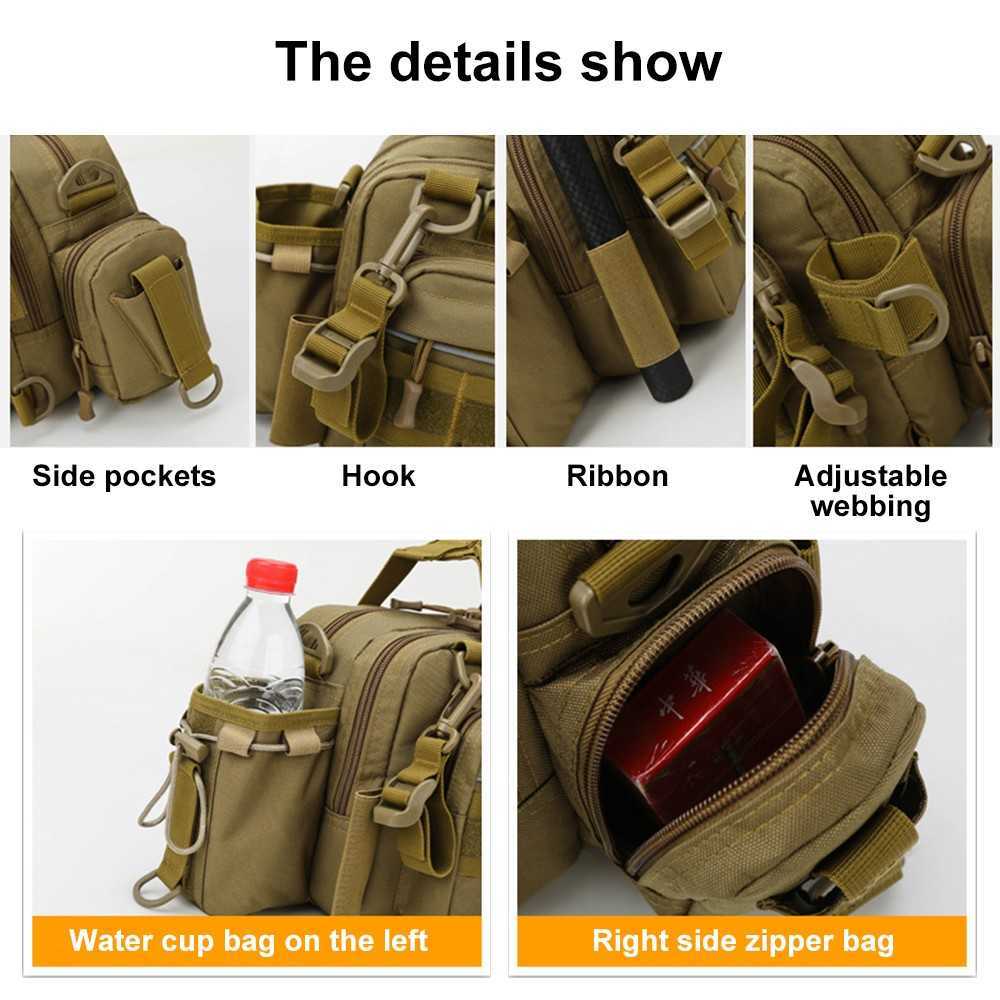 Многофункциональные сумки Tactical Range Bag Molle System Sling Backpack Hiking Fanny Waist Pack Аксессуары для охоты Инструменты Sling Bag Кемпинг FishingHKD230627