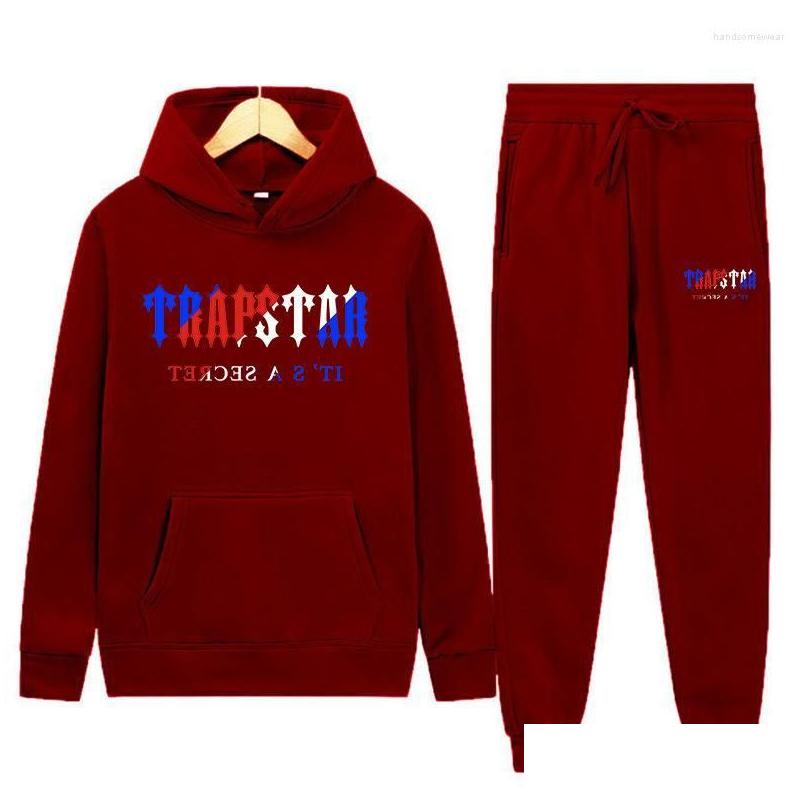 Trailtsits Erkekler Erkeklerin Takipleri Tasarımcı Tasarısı TRAPSUIT TRAPSTAR Marka Baskılı Spor Giyim Erkekler Kış Giysileri Sıcak İki Parça Set Gevşek Kapüşonlu Sweatshir Dhlpi