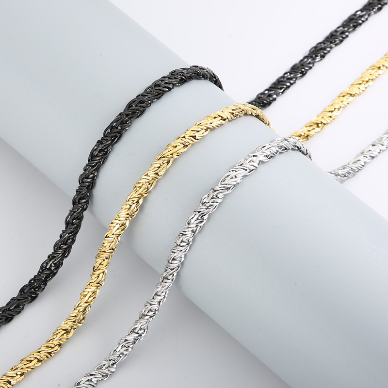 6mm 26inch roestvrij staal gevlochten twist collier heren eenvoudige gesp choker zilver goud zwart mode hiphop geschenken