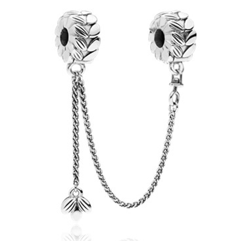 Contas redondas originais com charme de prata de 925 libras, corrente de segurança de coroa de penas de prata Owl Love Bead Torre pingente, pulseira Pandora compatível, miçangas