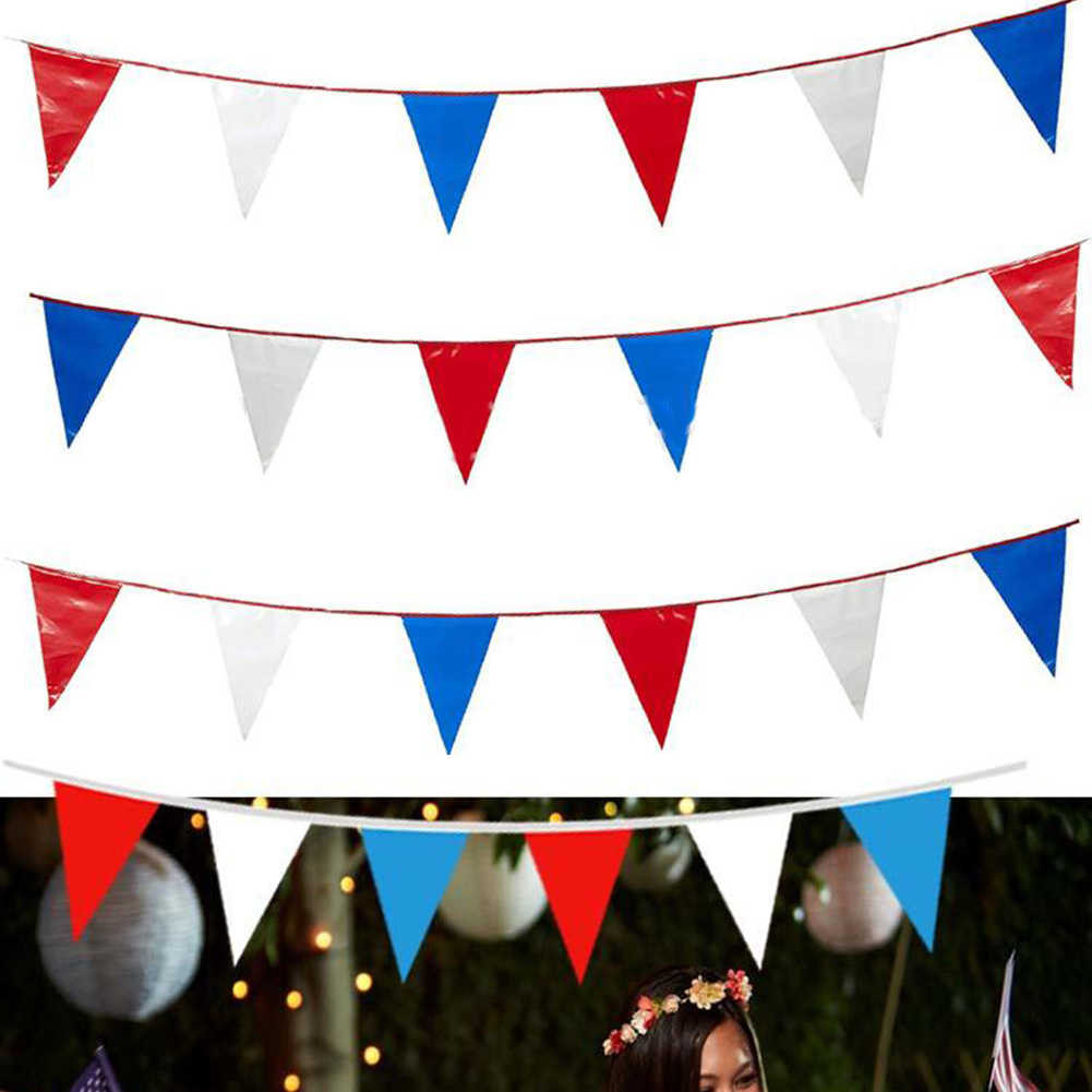 18M Bunting Rosso Bianco Blu Tricolore Bandiera Triangolo String Flag Street Party Banner Decor Birthday Party Baby Shower Garland Flag