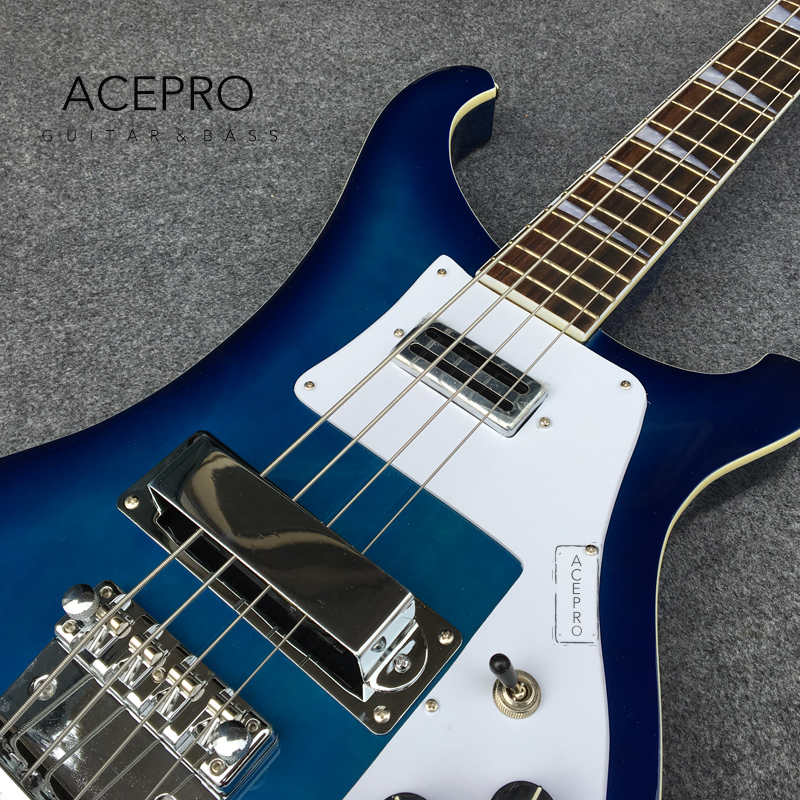 4003 Blue Burst Color Basso elettrico a 4 corde chitarra Hardware cromato 22 tasti Tastiera in palissandro Battipenna bianco Alta qualità