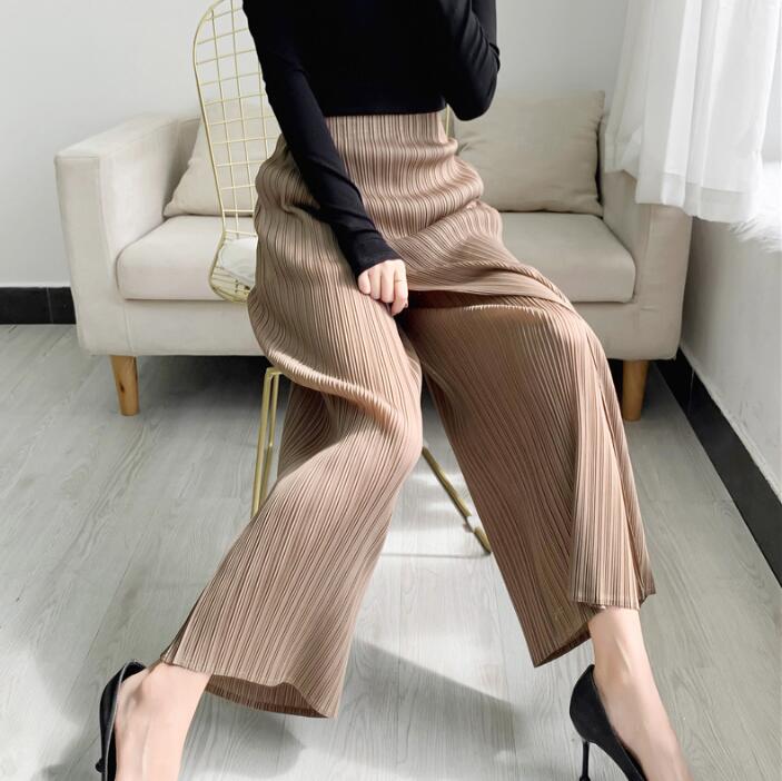 2023 New ISSEY Pleated Straight Leg Trousers Slanted Loose Casual Pleated Trousers Pressed Pleated Trousers