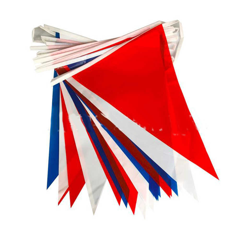 18M Bunting Rosso Bianco Blu Tricolore Bandiera Triangolo String Flag Street Party Banner Decor Birthday Party Baby Shower Garland Flag