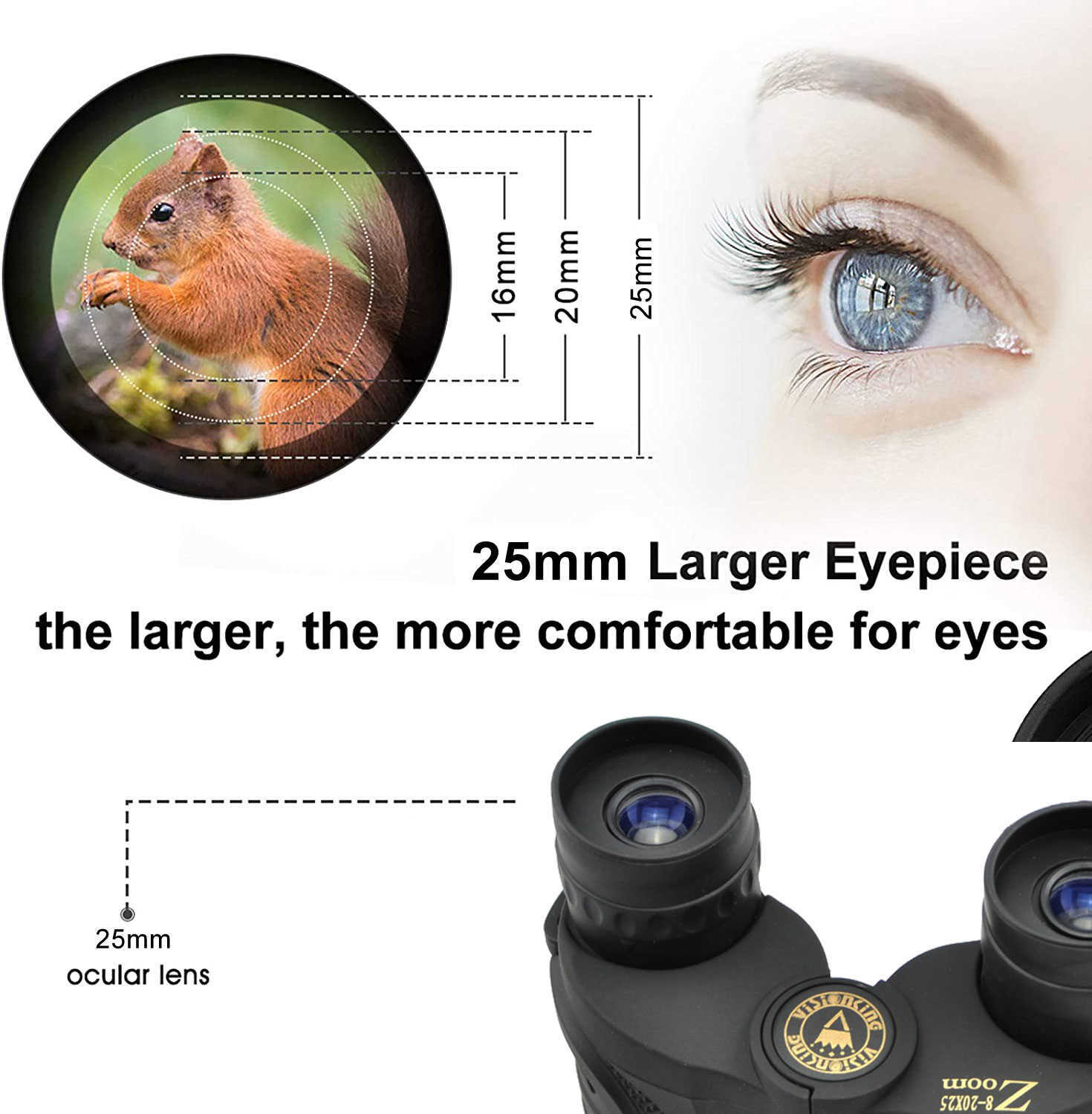 Telescope Binoculars VisionKing 8-20x25 Professional Binocular Long Range Tescope Zoom Guide Scope Hunting Bird Watching Spyglass Camping Equipment HKD230627