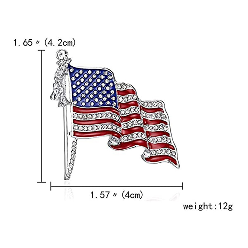 USA drapeau épinglette mignon strass peinture huile émail broche cristal mât sac vêtements mode bijoux drapeau américain Badge