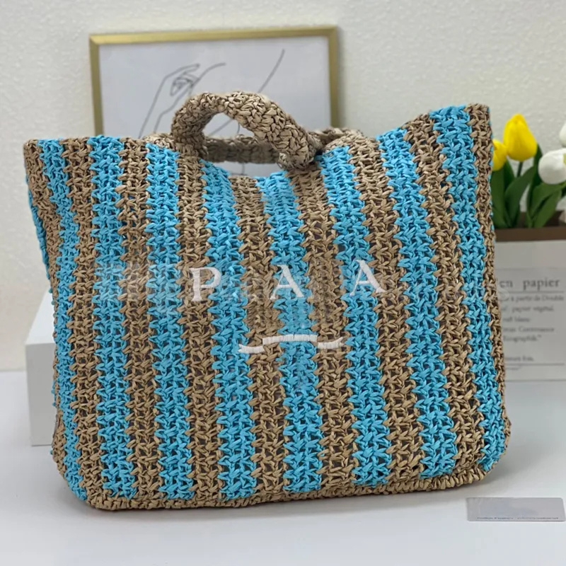 Designer Hollow Out Straw Tote Bags Summer Vacation Beach Bag Vegetable Basket Women Casual Rattan Wicker Woven Women Shoulder Handbags Buckets Travel Clutch Purse