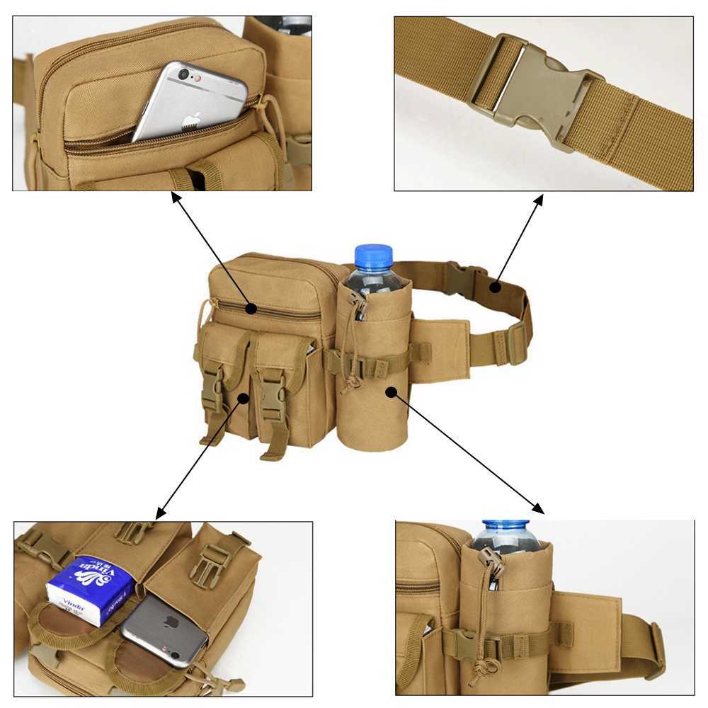 Multi-function Bags Tactical Men Waist Pack Nylon Hiking Water Bottle Phone Pouch Outdoor Sports Army Military Hunting Climbing Camping Belt BagHKD230627