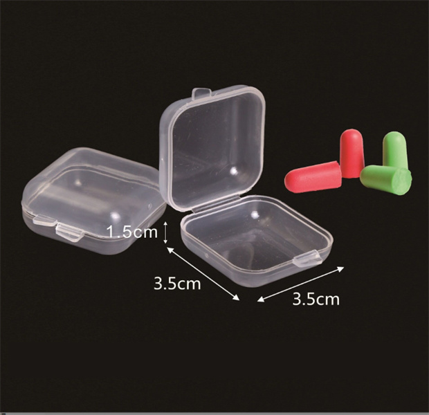 Fyrkantig tom mini klar plastförvaringsbehållare lådfodral med lock små lådor smycken öronproppar JL1322