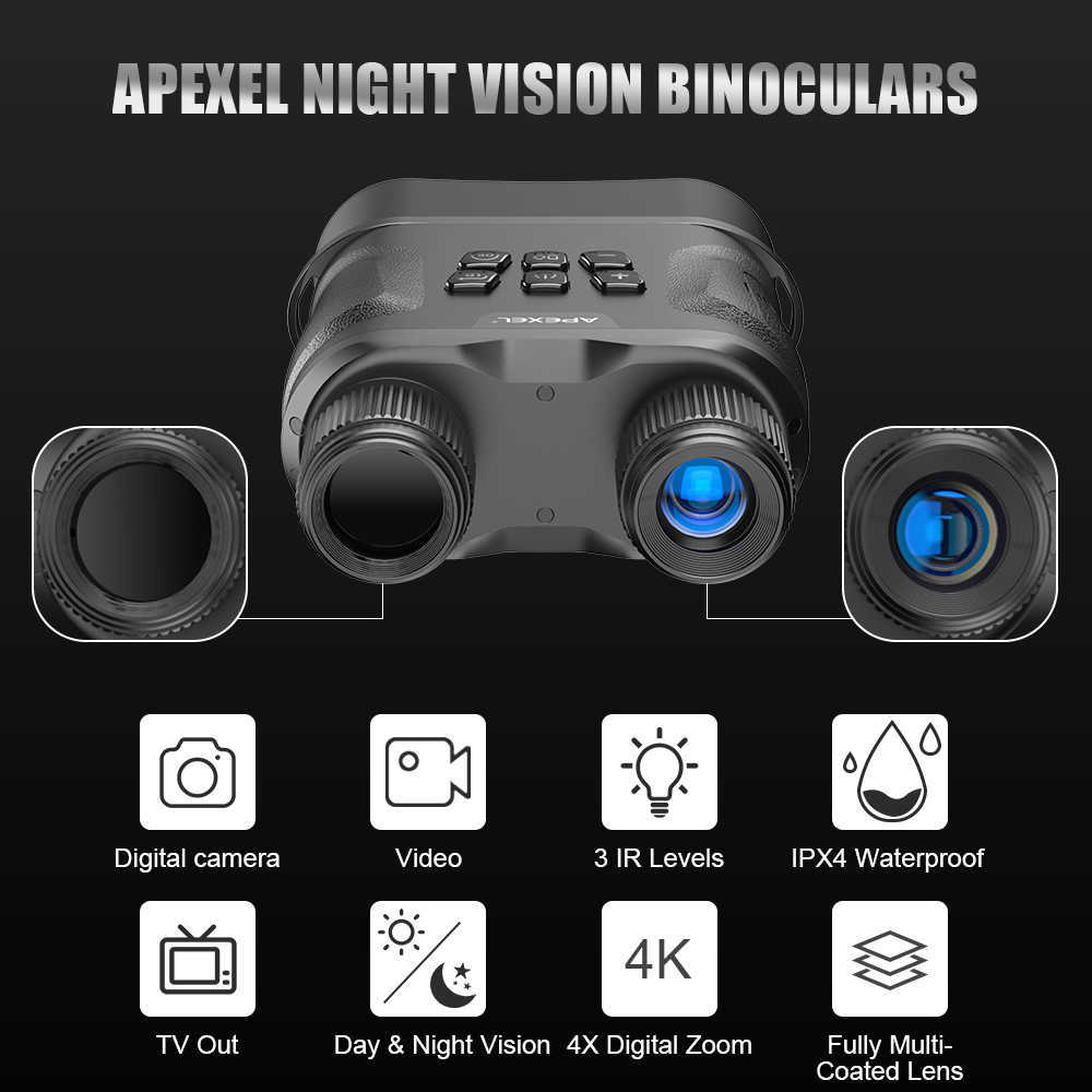 Teleskopkikare Apexel Digital Night Vision Binoculars med videoinspelning HD Infraröd dag och nattvision Hunting Binoculars Tescope HKD230627