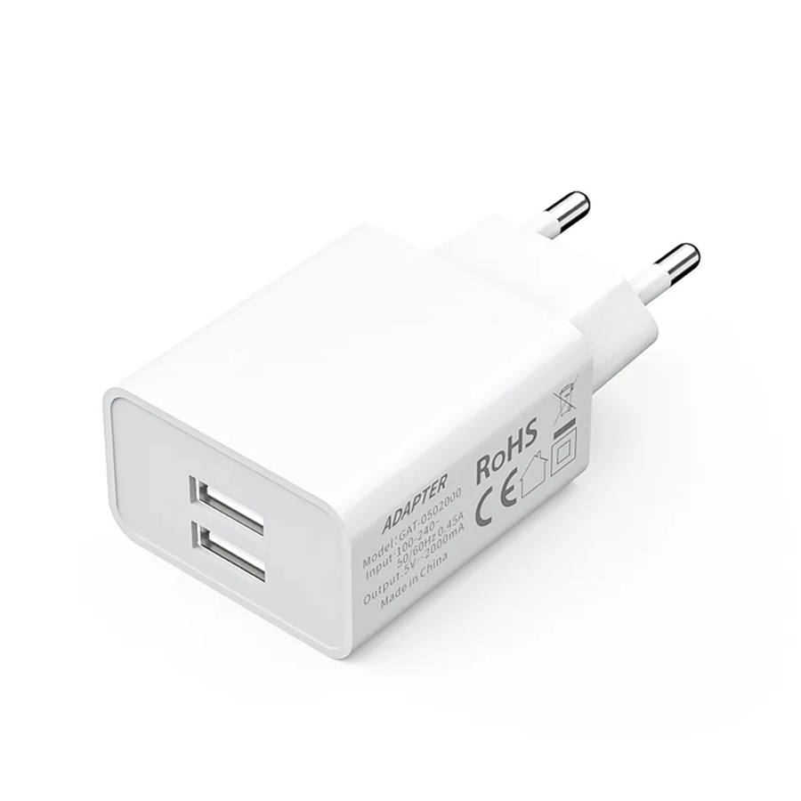 5V 2A Dual USB Chargeurs muraux rapides Certifié UL FCC US EU Plug Charger 10W Adaptateur secteur ignifuge pour Samsung IPhone LG Chargeur mural rapide pour téléphone portable