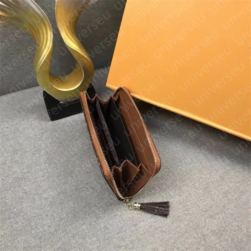 mens wallet cash Single zipper womens wallets credit Multiple mezzanine men genuine leather purse card holder long business Coin Pocket checkered with box