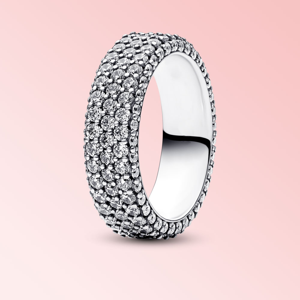 925 Sterling Silver New Fashion Women's Ring New A Sparkling Wave Ring with A Single Row of Rings Suitable for Original Pandora, A Special Gift for Women