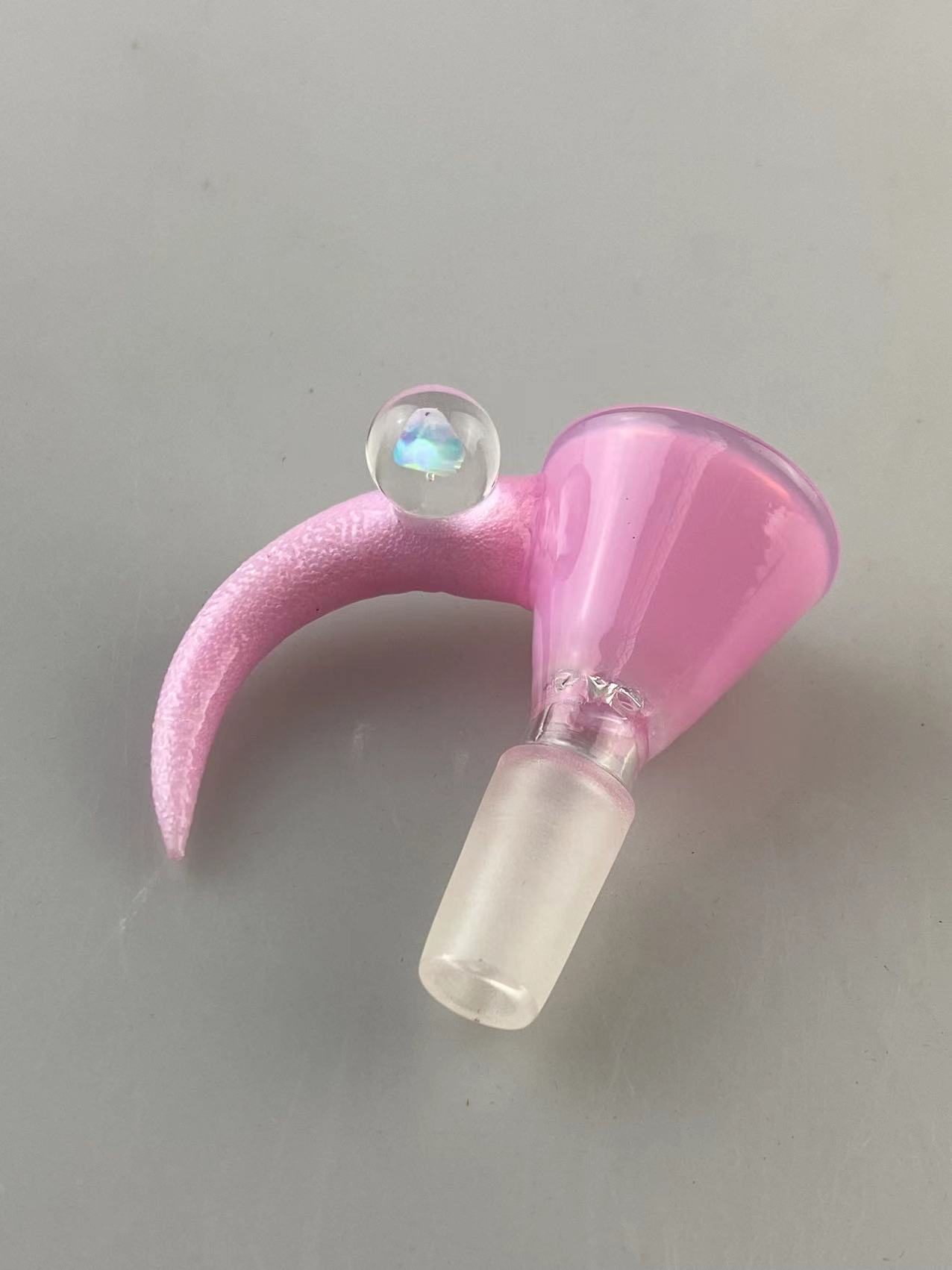 Glass hookah solid pink bow 16inch 14mm recycler bong 1inline perc high quantity add opals and bows