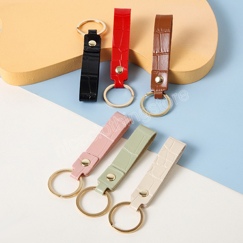 Simple Artificial Leather Keychains Metal Key Rings Unisex Wrist Strap Pendants Keychain Bags Car Keys Pendant Accessories