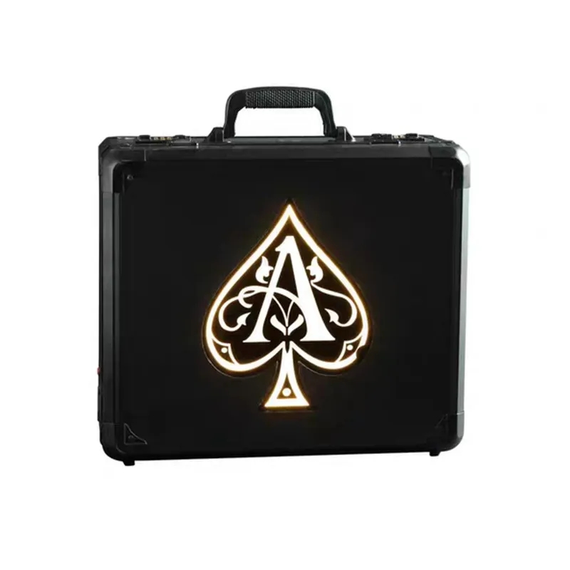 Logotipo personalizado recarregável LED Ace of Spade Case Iluminando Champagne Bottle Carrier Box para Wedding Night Club Party Lounge Bar