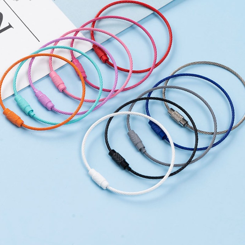 Chave de cabos de arame Chave colorido Criativo Chave anel Anel de aço inoxidável DIY Acessórios DIY