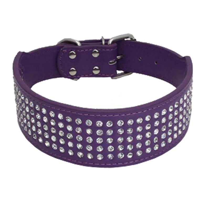 Strass Lederen Halsbanden Bling Diamante Crystal Bezaaid Honden Huisdier Halsbanden 2 inch Breed voor Medium Grote Honden Pitbull Boxer