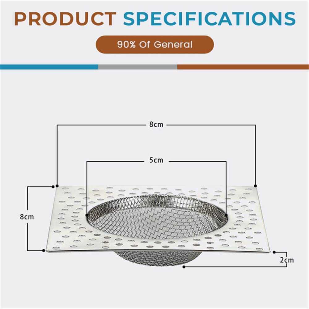 New Stainless Steel Floor Drain Strainers Kitchen Sink Filter Drain Hole Filter Bathtub Hair Catcher Stopper Mesh Cover Drain Filter