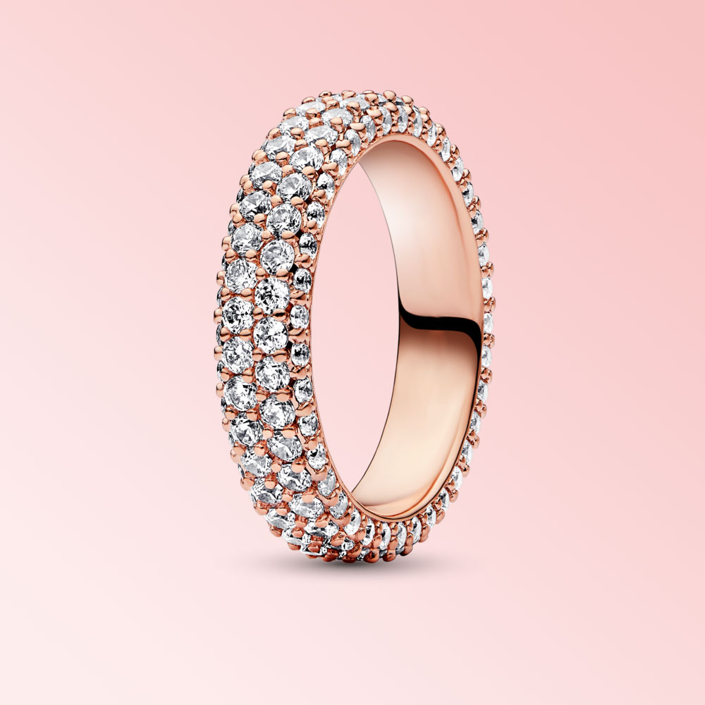 Bague pour femme en argent sterling 925 avec une vague étincelante avec une seule rangée d'anneaux adaptée à l'original Pandora, un cadeau spécial pour les femmes