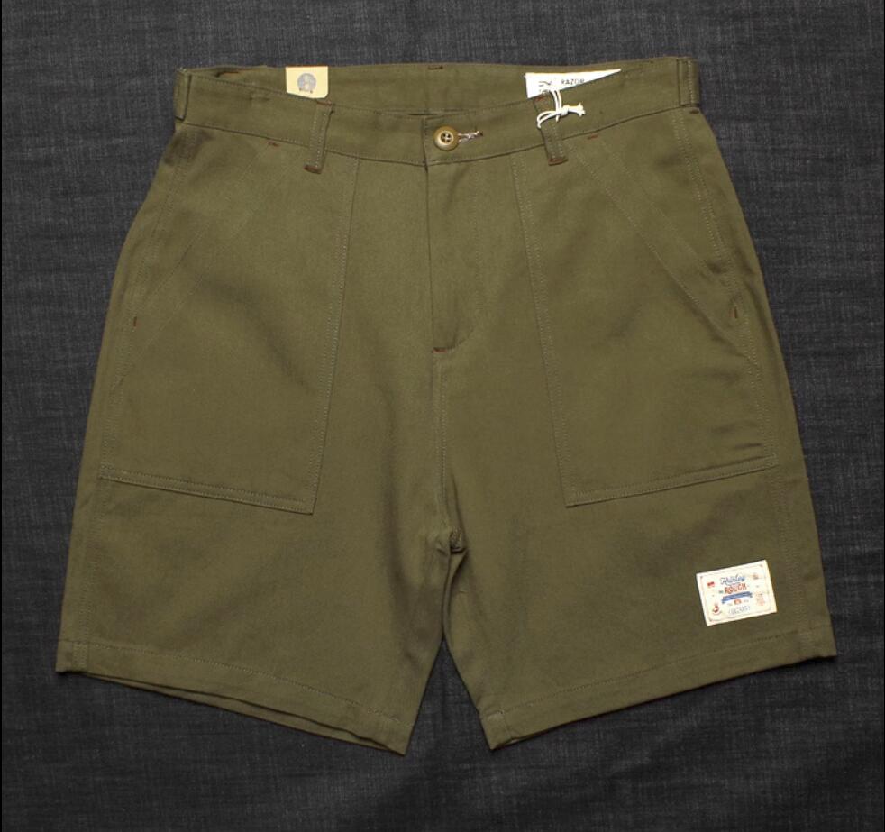 Estilo clássico O-107 shorts e shorts de trabalho de sarja cáqui americana de textura sólida