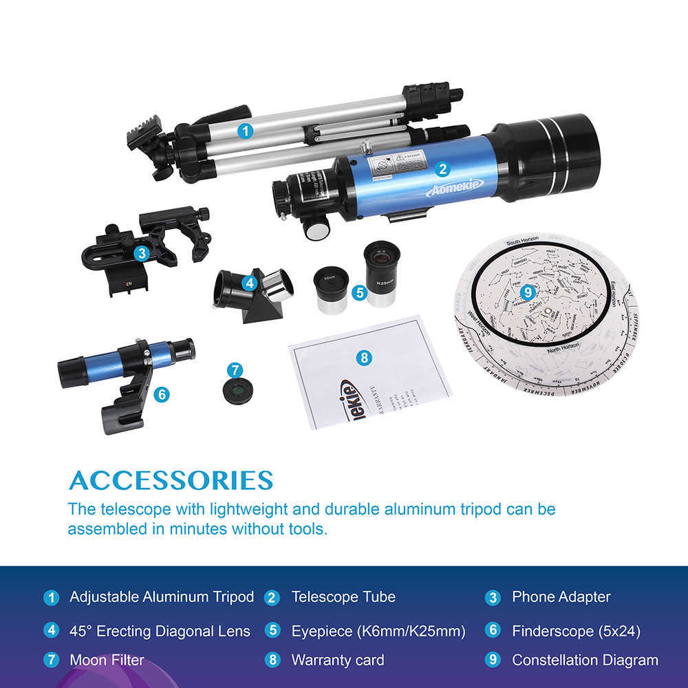 Telescope Lornets F40070M Tescope Astronomiczny monokularny z statywem Rraktor Spyglass Zoom Wysoka moc potężna dla astronomicznej przestrzeni HKD230627