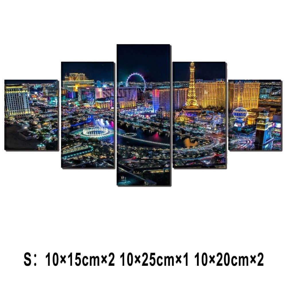 Las Vegas Şehir Gece 5 Adet Tuval Duvar Sanat Baskı Posteri Resim Ev Oturma Odası Dekorasyon Için HD duvar tablosu Modüler
