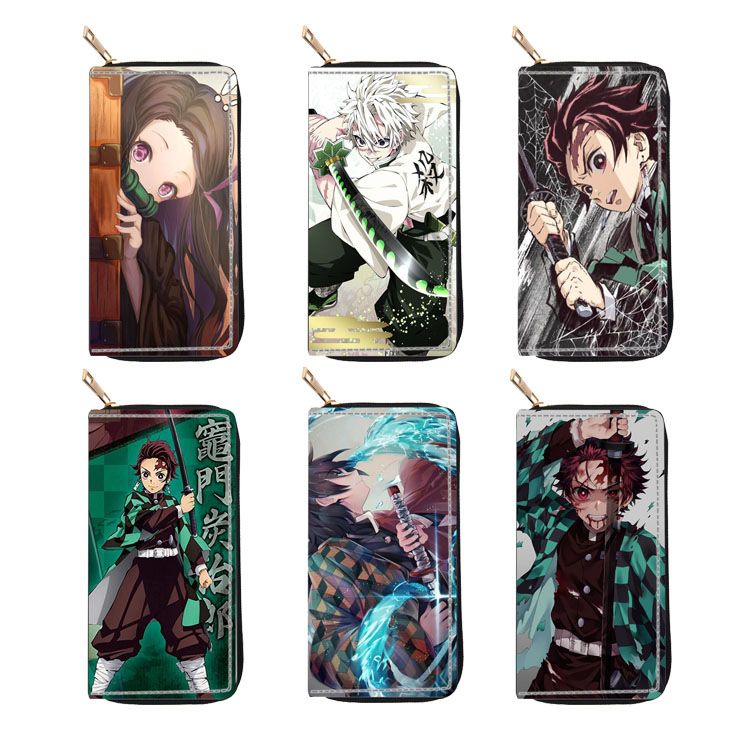 Anime Character Ghost Blade Pu Long Zipper Wallet Cartoon plånbok Handväska Barnens gåvor Partihandel