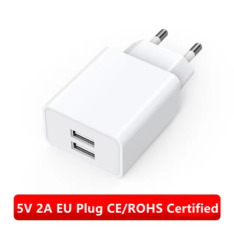 5V 2A Dual USB Fast Wall Chargers UL FCC Certified US EU Plug Charger 10W Fireproof Power Adapter för Samsung iPhone LG Mobiltelefonvägg Snabbladdare