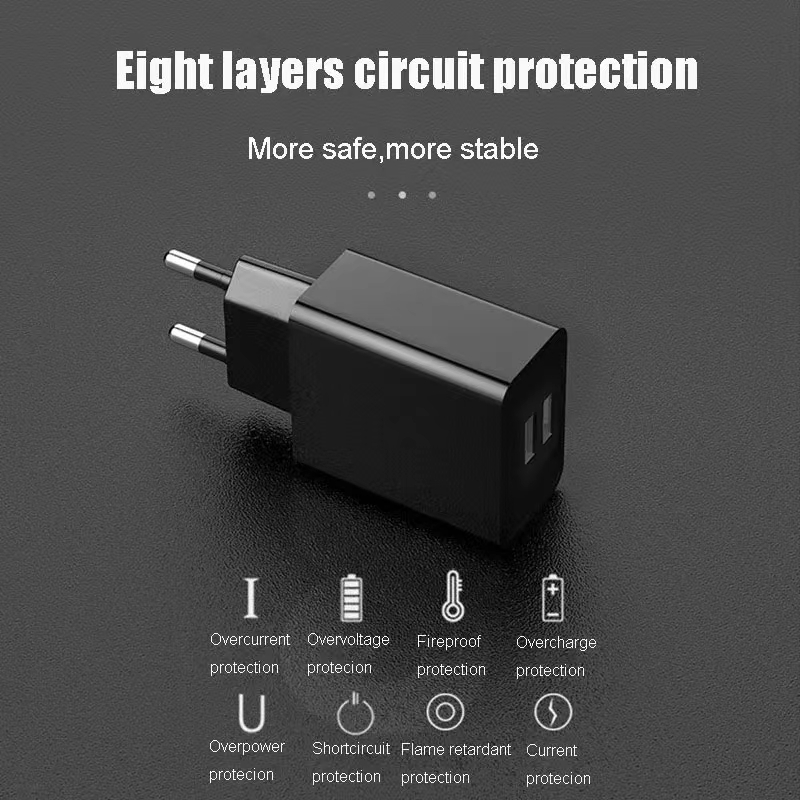 CE ROHS Certified Dual USB Charger 5V 2A Travel Fast Wall Charger Power Adapter US EU Plug för iPhone 14 15 Samsung Xiaomi Android