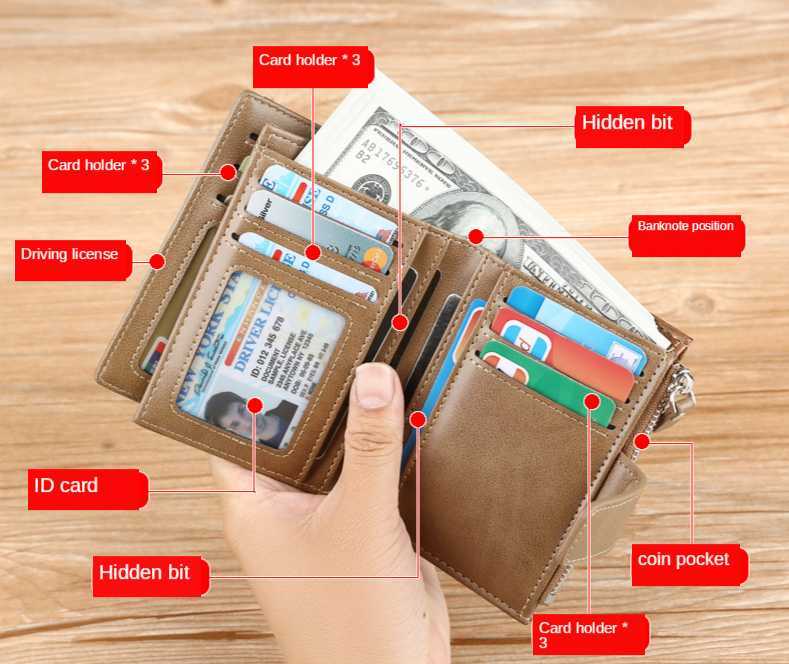 Money Clips Classic Vertical RFID Men's Zipper Coin Purse Man Leather Wallet Credit Card Holder For Men Money BagHKD230627