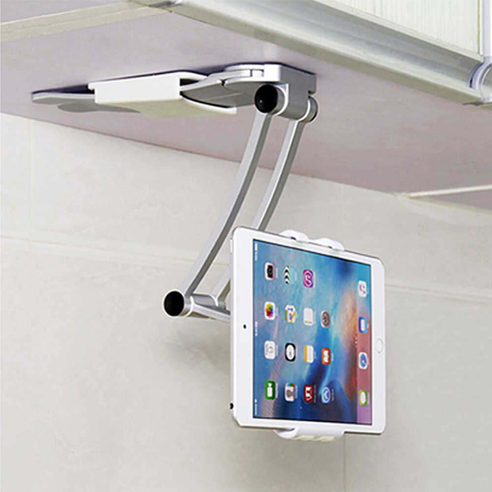 Kitchen Tablet Stand Wall Desk Tablet Mount Stand Fit For 5-10.5 inch Width Tablet Metal Bracket Smartphones Holders L230619