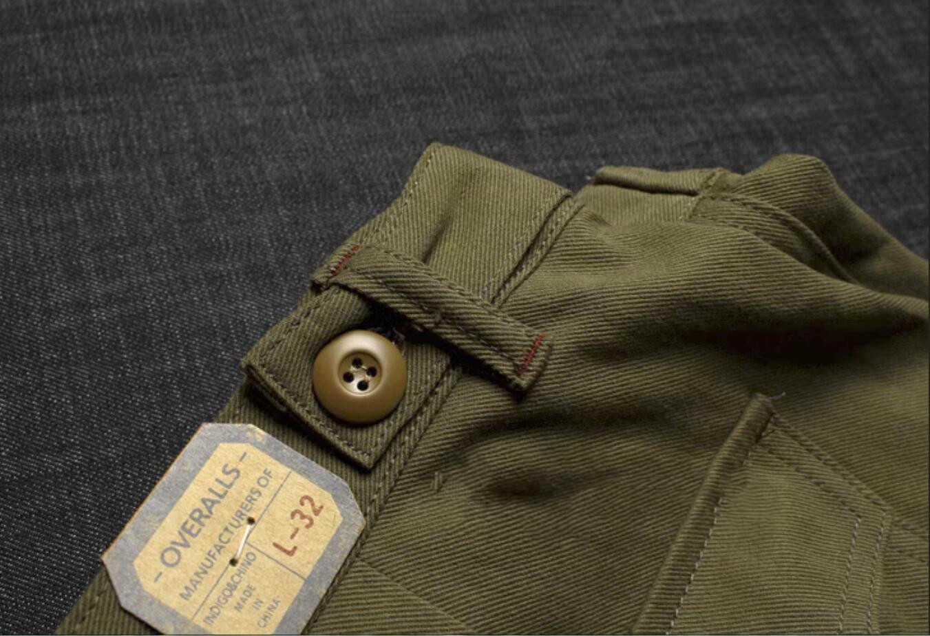 Estilo clássico O-107 shorts e shorts de trabalho de sarja cáqui americana de textura sólida