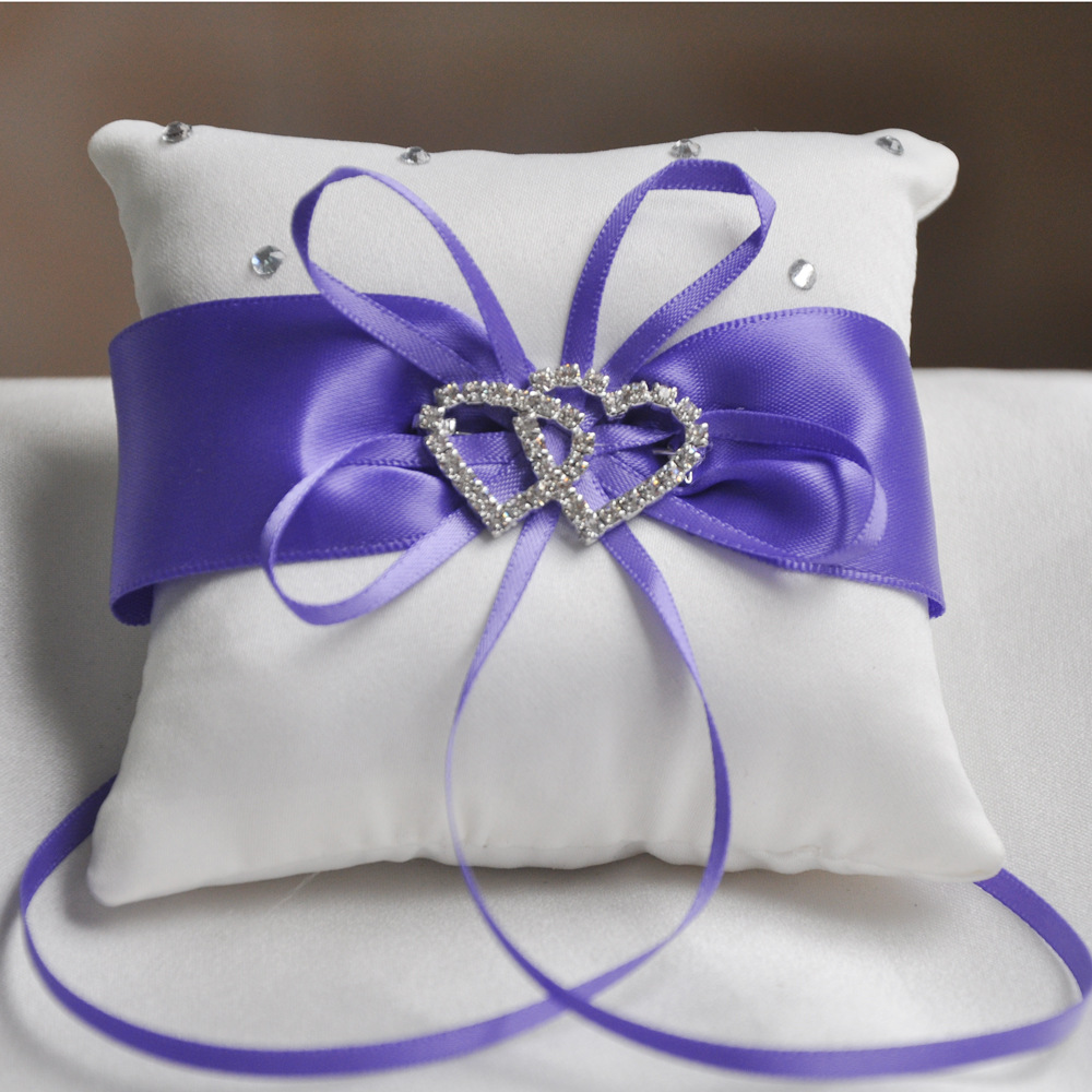 15*15CM60G Square Ring Pillow Handmade europeiska viggringskudde brudtärna dubbel hjärtring stöd bröllopsmaterial