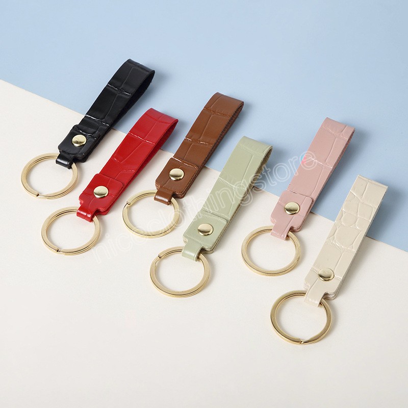 Simple Artificial Leather Keychains Metal Key Rings Unisex Wrist Strap Pendants Keychain Bags Car Keys Pendant Accessories
