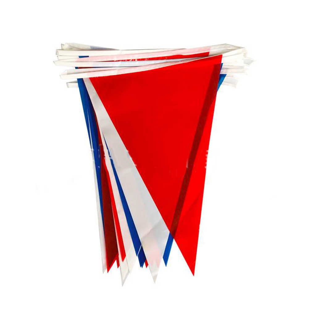 18M Bunting Rosso Bianco Blu Tricolore Bandiera Triangolo String Flag Street Party Banner Decor Birthday Party Baby Shower Garland Flag