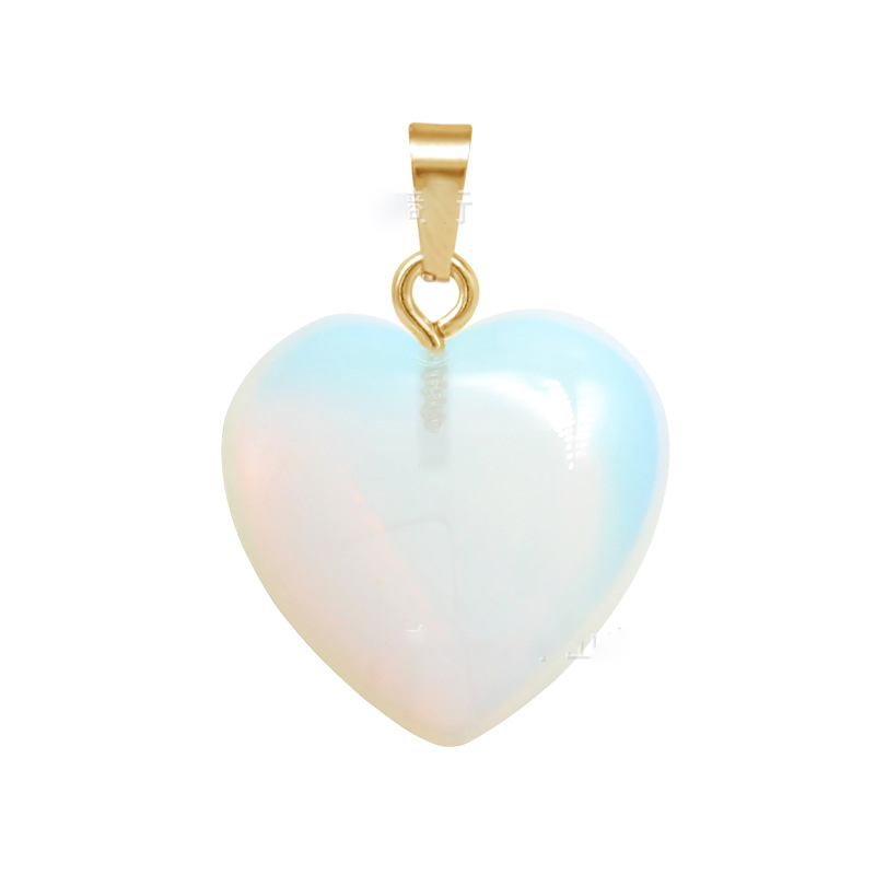 20mm Natural Crystal Stone Pendant Cute Heart Shaped Gold Women Amehtysts Opal Choker Charms DIY Necklace earrings jewelry Making 