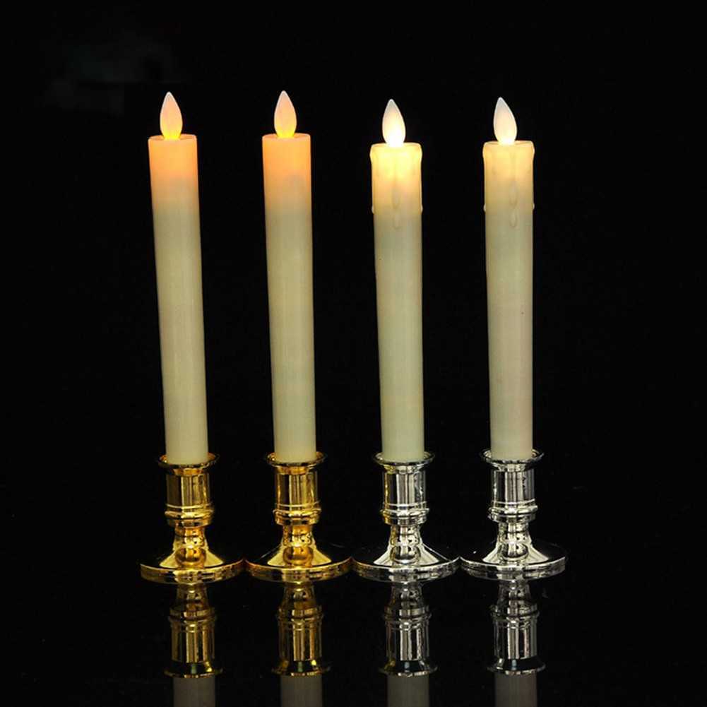 2st Piller Candle Holders Gold Sliver Traditionell form avsmalnande Standardljusstake Plastljushållare Middagsdekor