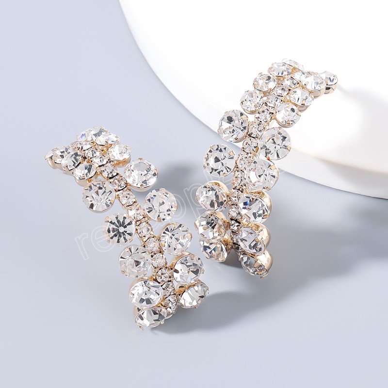 Fashion Metal Rhinestone Long Geometric Earrings Women's Exaggerated Dangle Earrings Party Accessories