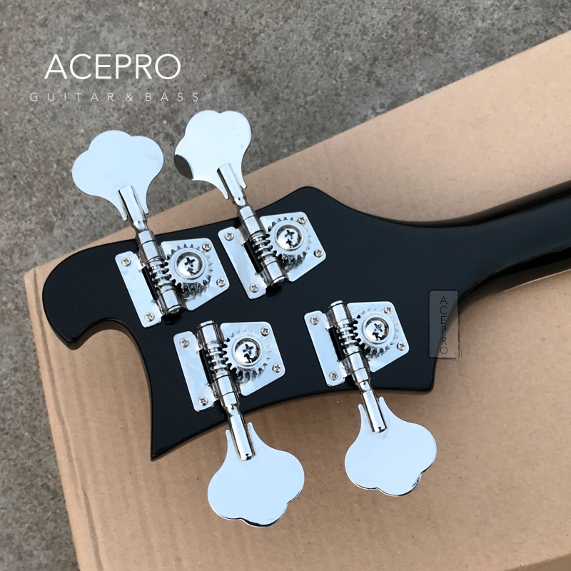 4 String Black Color Electric Bass Guitar White Pickguard Chrome Hardware 22 Frets Rosewood Fretboard High Quality 