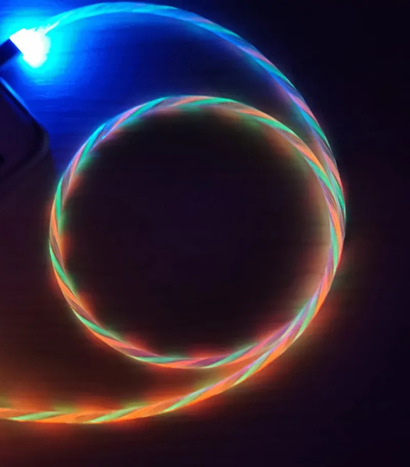 3.3ft /6ft 3A LED -glödflödande magnetiska laddare Kablar Mikro Typ C -kabel Samsung Android lysande magnetladdning med OPP -väska