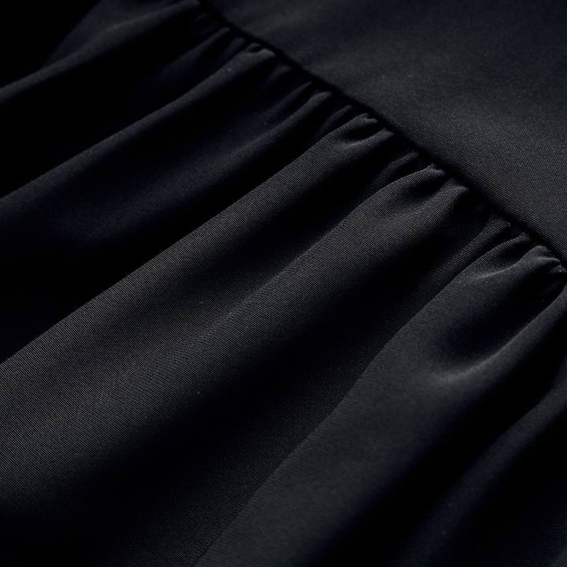 2023 Sommer Schwarz Kontrastfarbe Band Krawatte Schleife Kleid Kurzarm V-Ausschnitt Kurze Freizeitkleider W3L041004